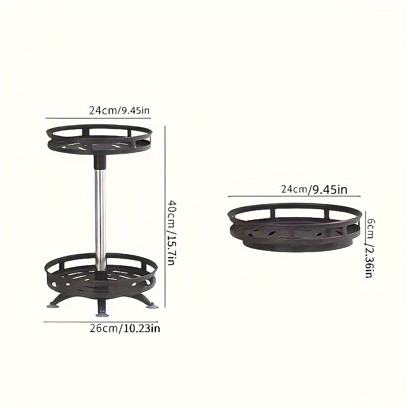Multifunctional Rotating Storage Rack with Adjustable Height and Spray Paint Finish Ideal for Kitchen, Bathroom, and Countertop Organization for Restaurants