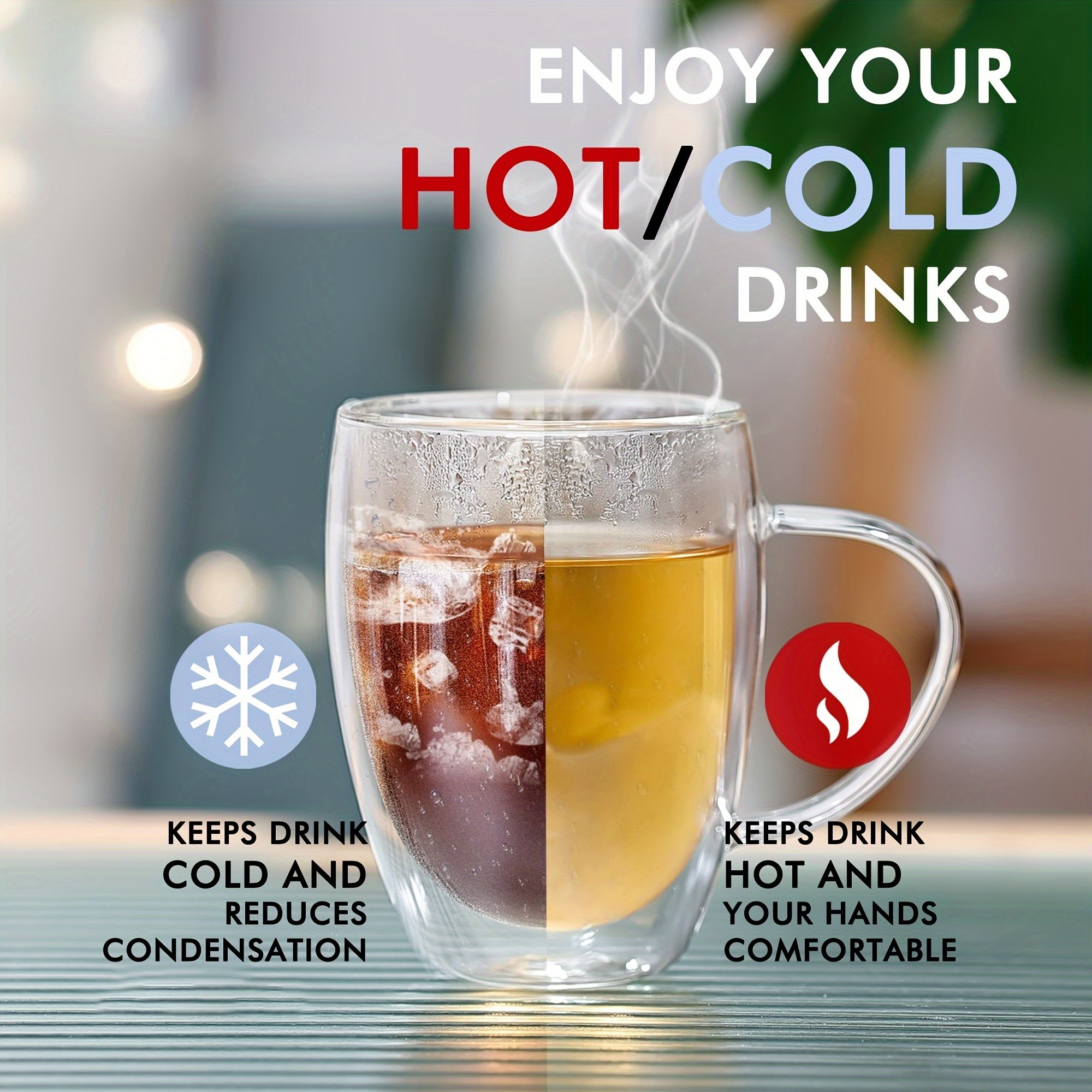 6pcs Double Walled Glass Cups with Spoons  Clear Espresso Coffee Tea Mugs, Insulated Heat-Resistant Beverage Cups, 350ml/12oz, Perfect for Coffee, Tea, Cappuccino & Lattes, Drinkware for Restaurants and Cafes