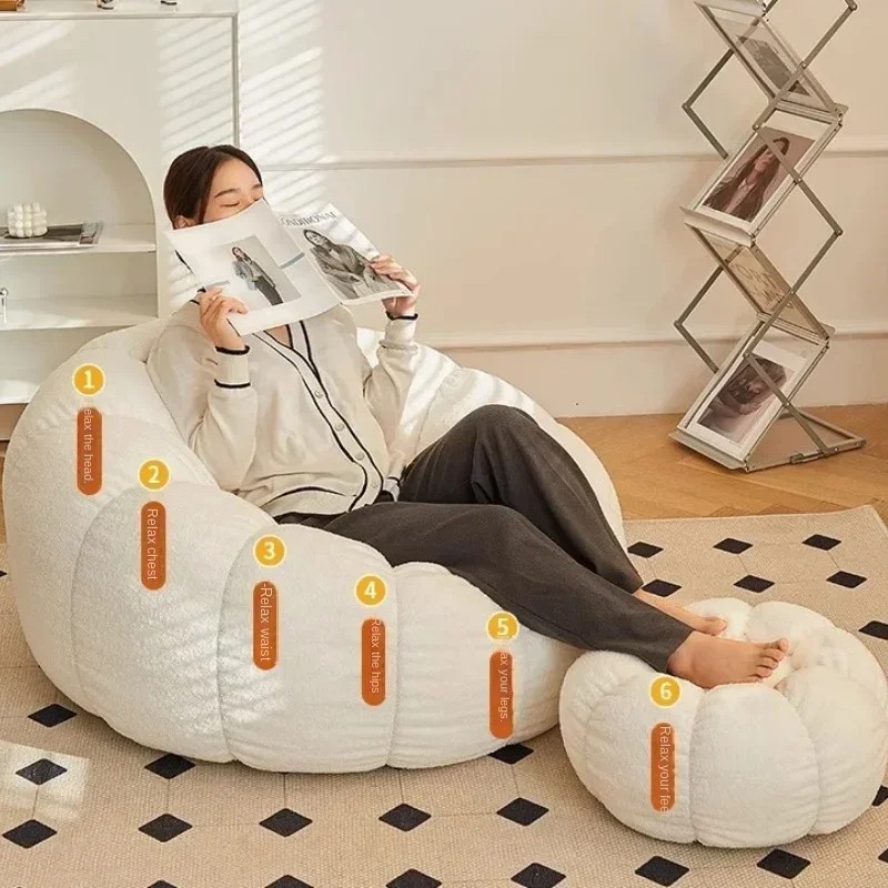 Relaxing Balcony Sofa Chair: Modern Lazy Sofa with Footstool for Cozy Comfort