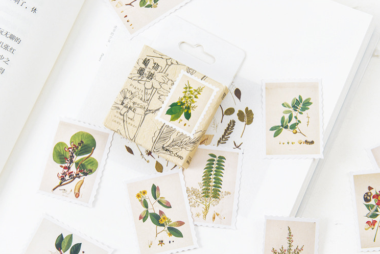 45 Piece Vintage Plant Sticker Set
