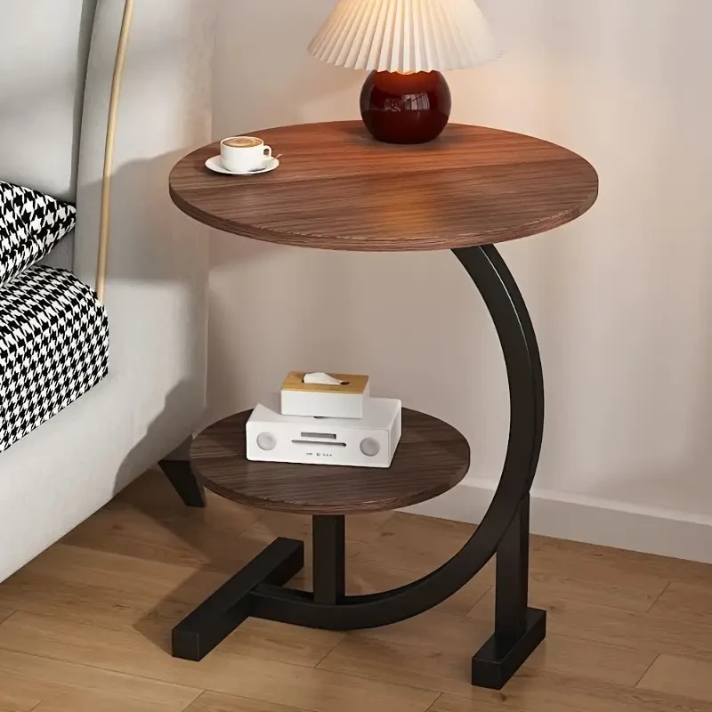 1pc Modern Minimalist Circular Bedside Table Sleek Stainless Steel Frame with Marble Top for Home & Sofa Living