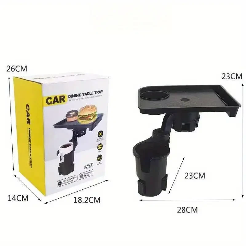 Adjustable Car Cup Holder with Multifunctional Swivel Tray