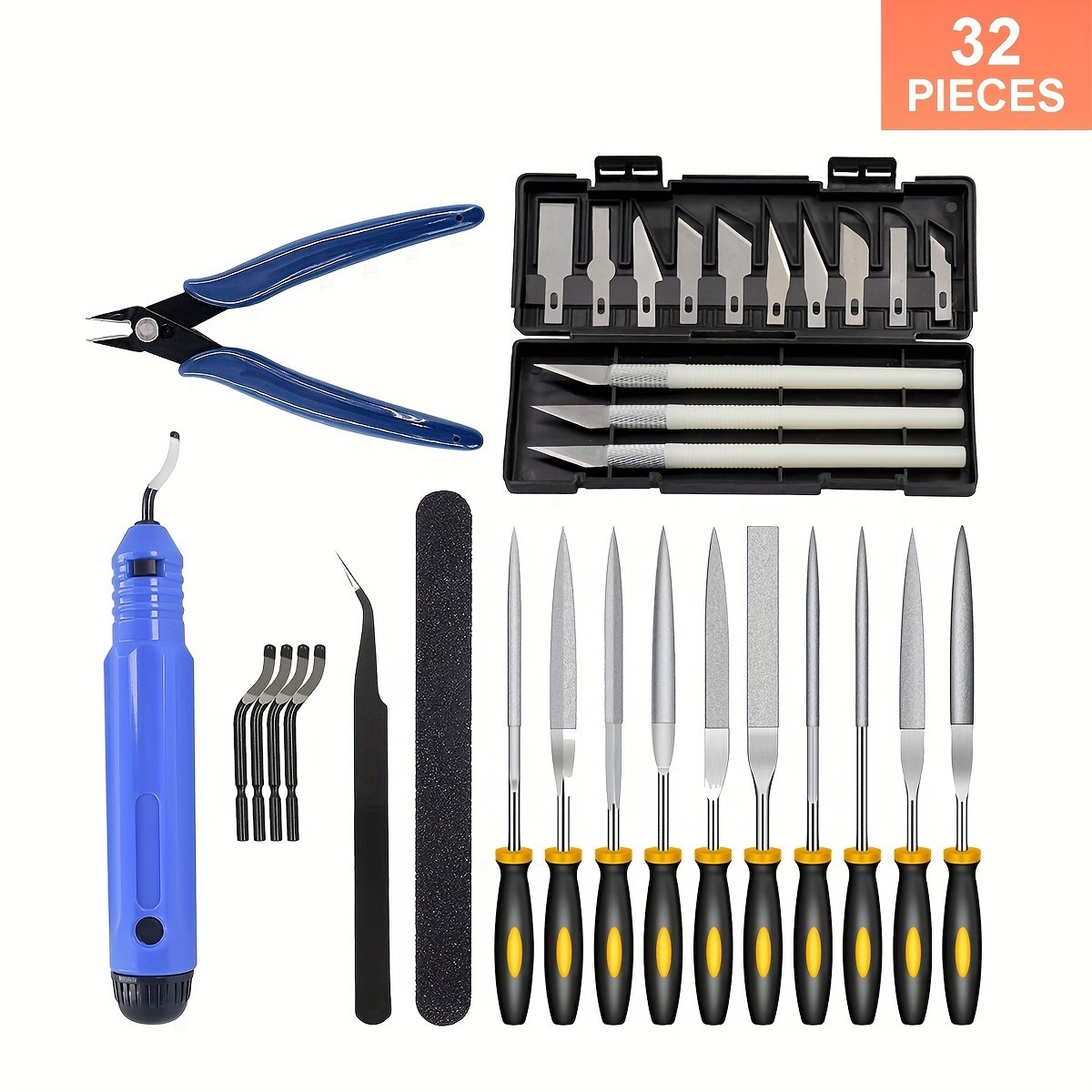32pcs Ultimate 3D Printing Tool Kit Debur, Clean, Finish, and Print with Ease Includes Essential Accessories for Perfect 3D Prints