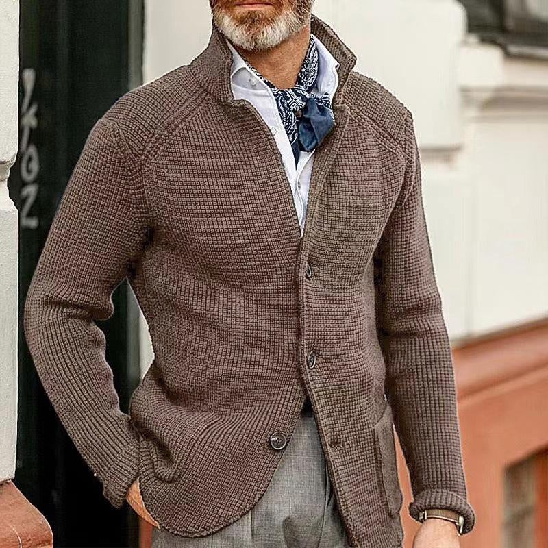 Men's Casual Stand Collar Knit Blazer