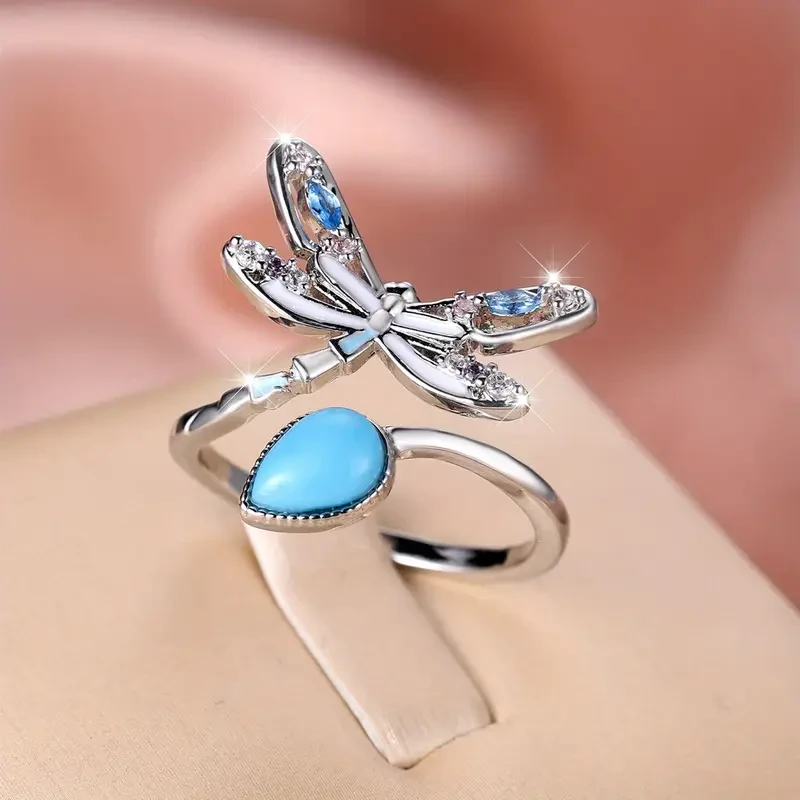 Colorful Dragonfly Open Adjustable Size Ring: A Fresh, Boho Style Statement