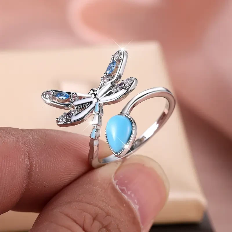 Colorful Dragonfly Open Adjustable Size Ring: A Fresh, Boho Style Statement