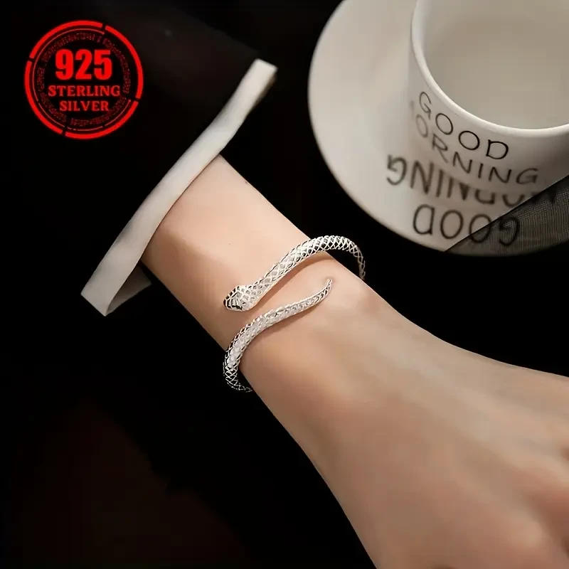 925 Sterling Silver Hypoallergenic Adjustable Snake Open Bracelet: A Bold Statement of Style and Elegance