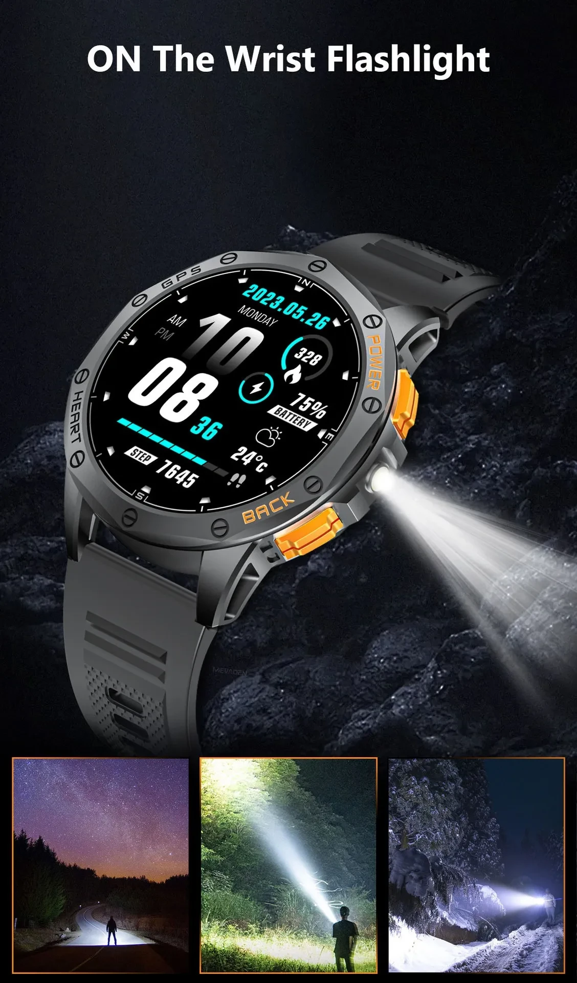 Outdoor MD53 Smart Watch GPS Waterproof Sports Watch Compass
