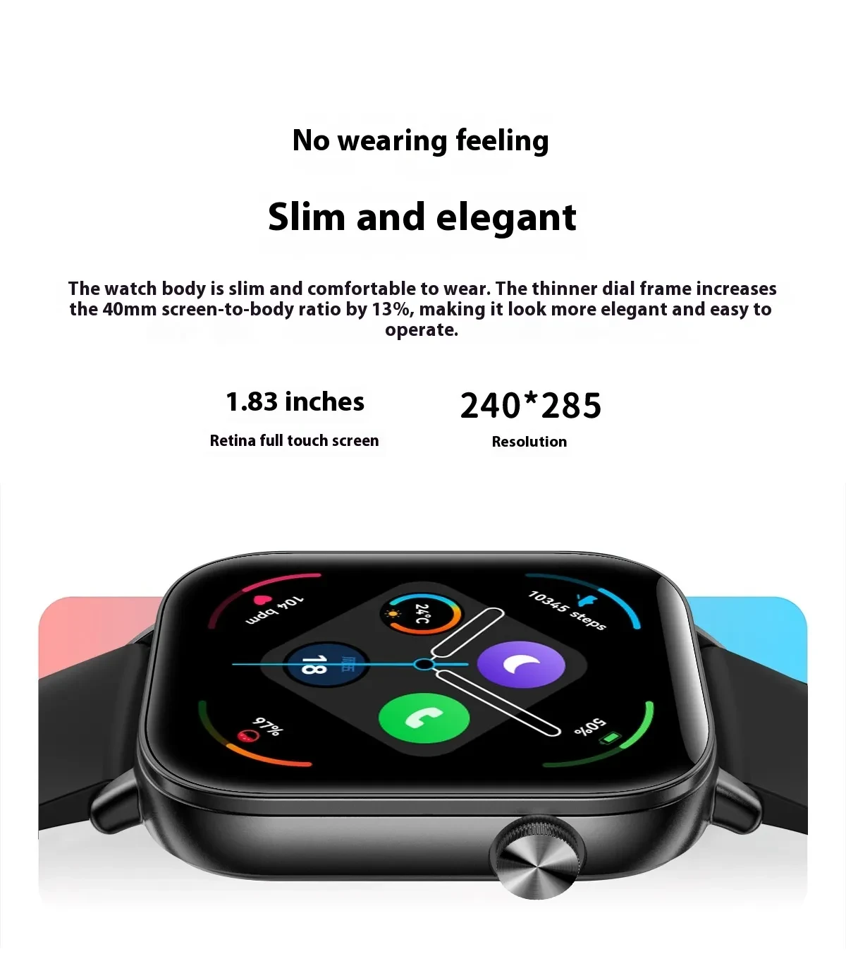 Smart Watch Mobile Pedometer Heart Rate Monitoring Bluetooth Calling 169 Touch Display Smart Bracelet