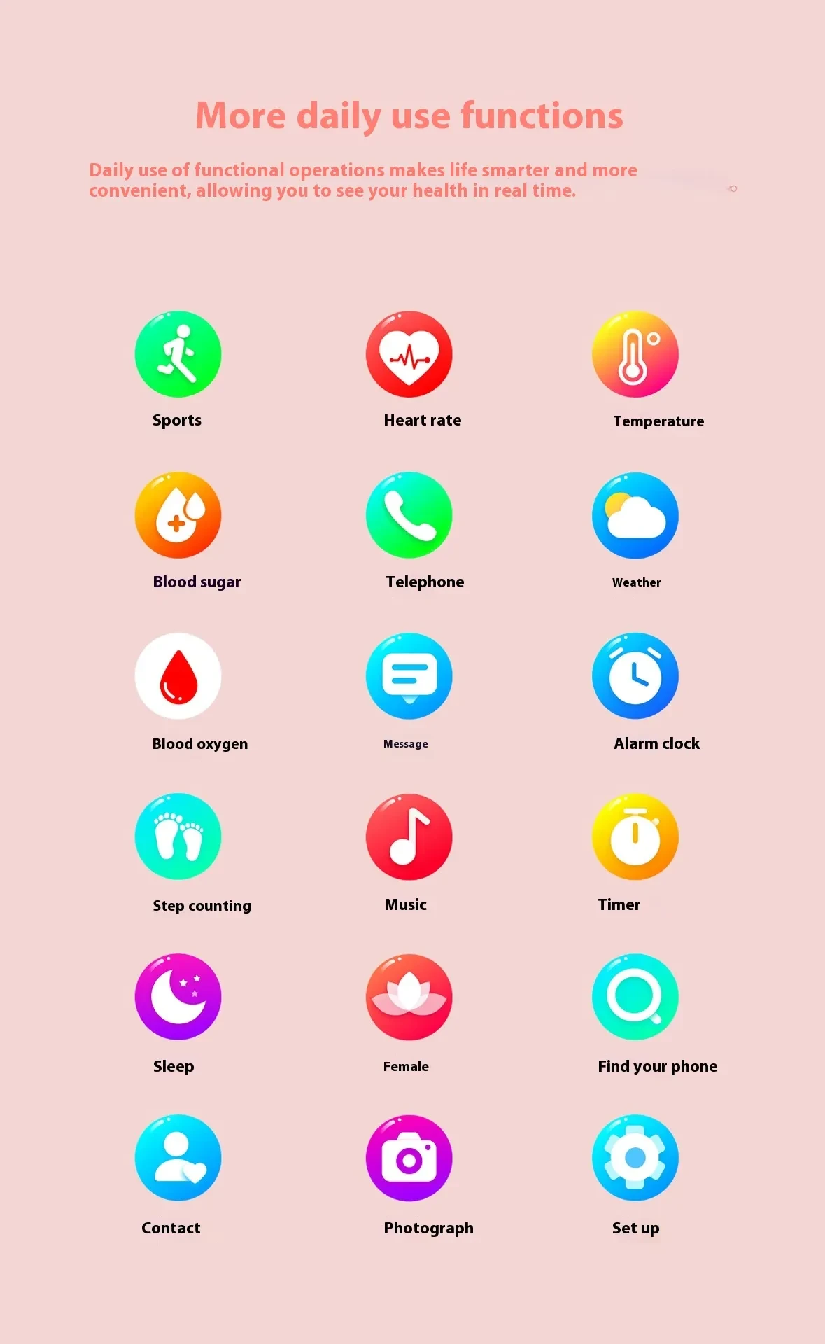 Women's Smart Watch Non-invasive Blood Glucose Menstrual Reminder