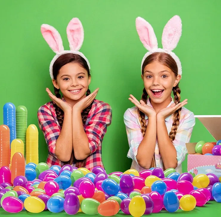 60Pcs Fillable Plastic Easter Egg Hunt Party Supply Pack Assorted Color Plastic Eggs