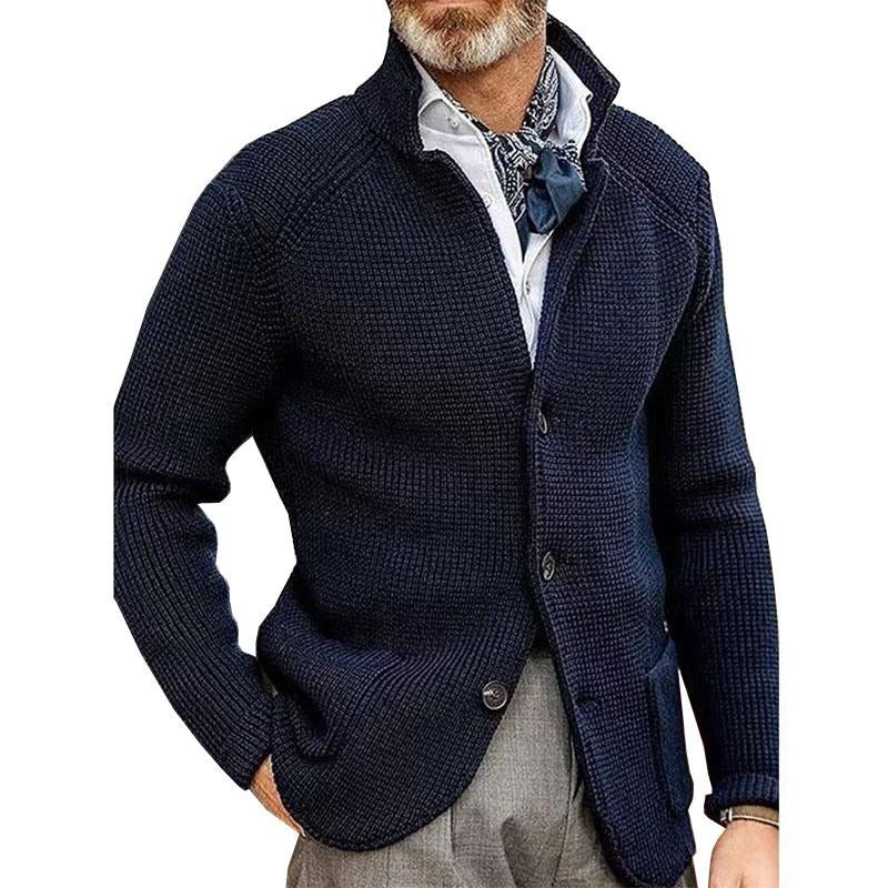 Men's Casual Stand Collar Knit Blazer