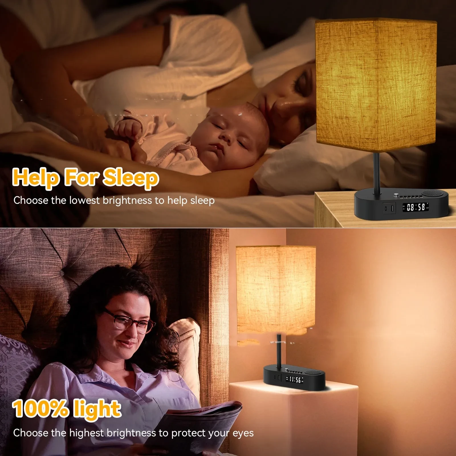 Multifunctional Bluetooth-compatible Playing Alarm Clock Fabric Table Lamp