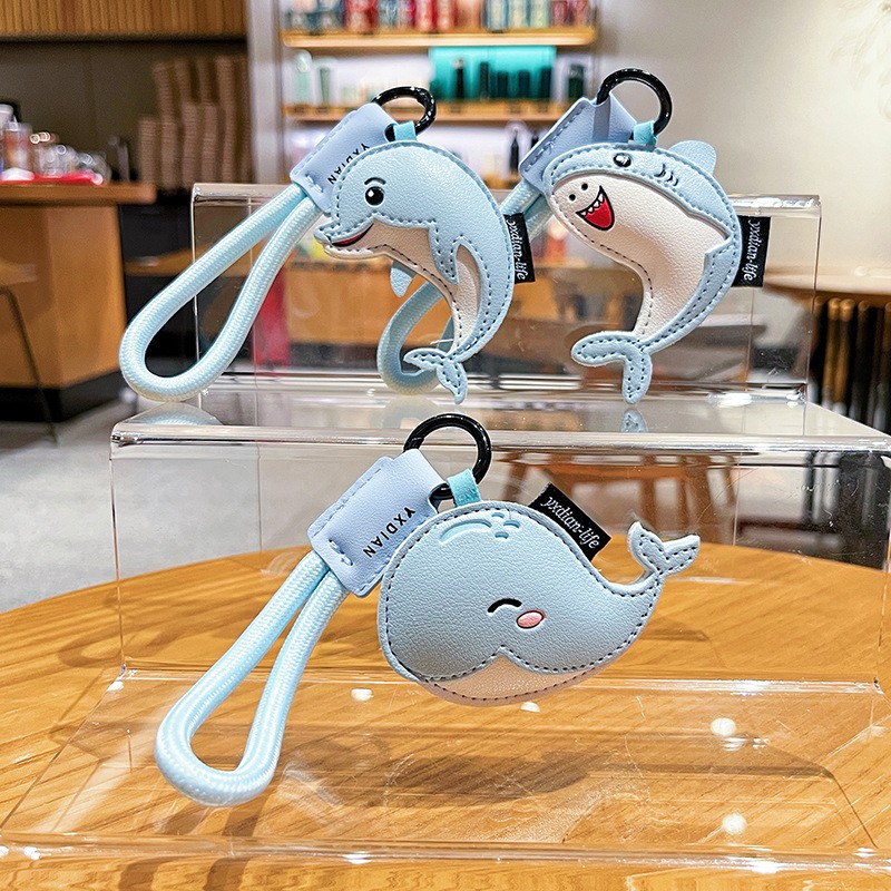 Original Marine Animal Leather Dolphin Keychain