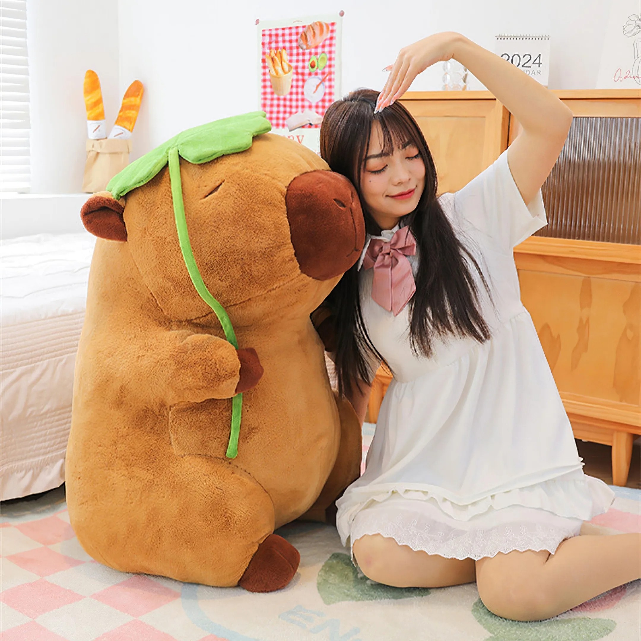 Cartoon Lotus Leaf Capybara Plush Toy
