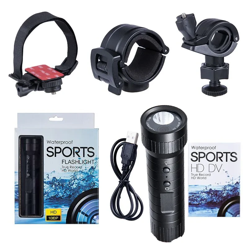 HD camcorder wide-angle sports DV camera 1080P waterproof flashlight type small camera recorder with light