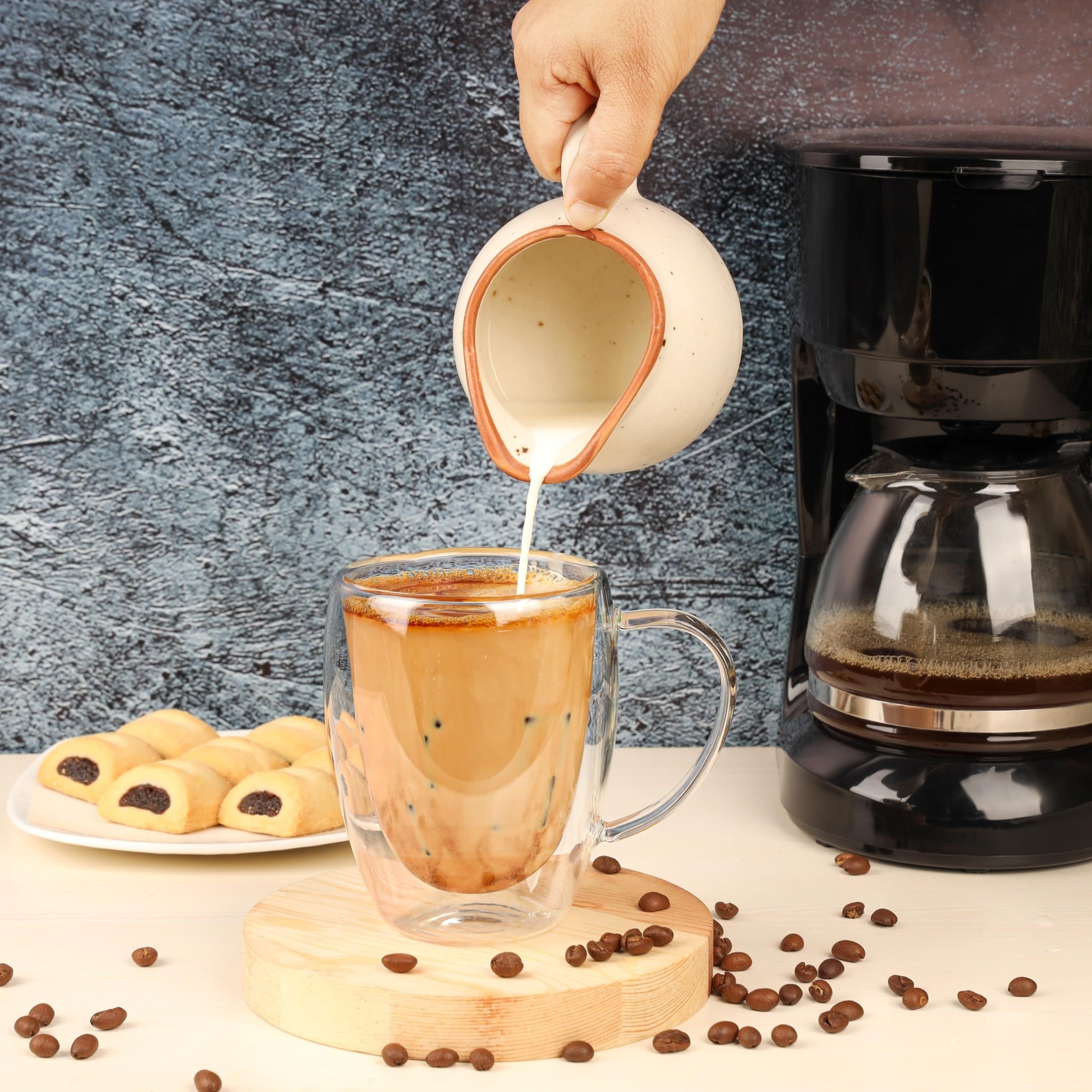 6pcs Double Walled Glass Cups with Spoons  Clear Espresso Coffee Tea Mugs, Insulated Heat-Resistant Beverage Cups, 350ml/12oz, Perfect for Coffee, Tea, Cappuccino & Lattes, Drinkware for Restaurants and Cafes