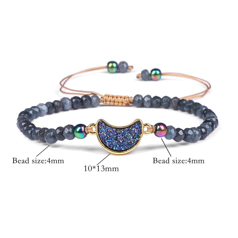 Natural Stone Woven Bracelet Mixed Shape Beads Bracelet Quartz Adjustable Rope Bracelets For Men Women