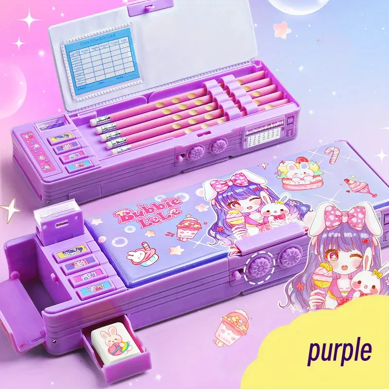 Transforming Purple Pencil Case with Password Lock