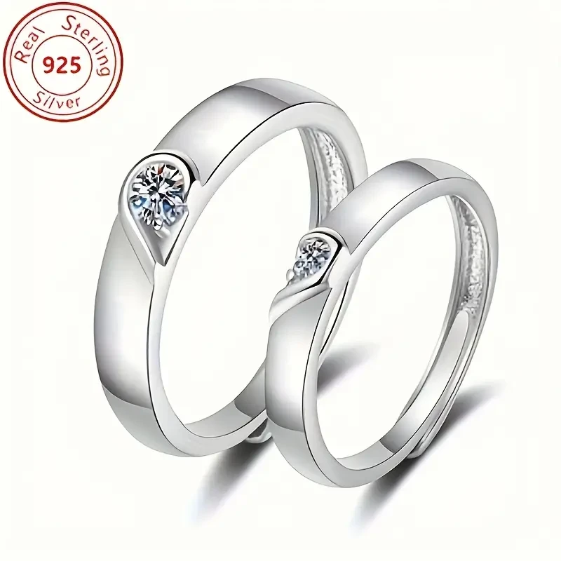Elegant French Style 0.5-Carat Moissanite Couple Ring  A Timeless Statement of Love