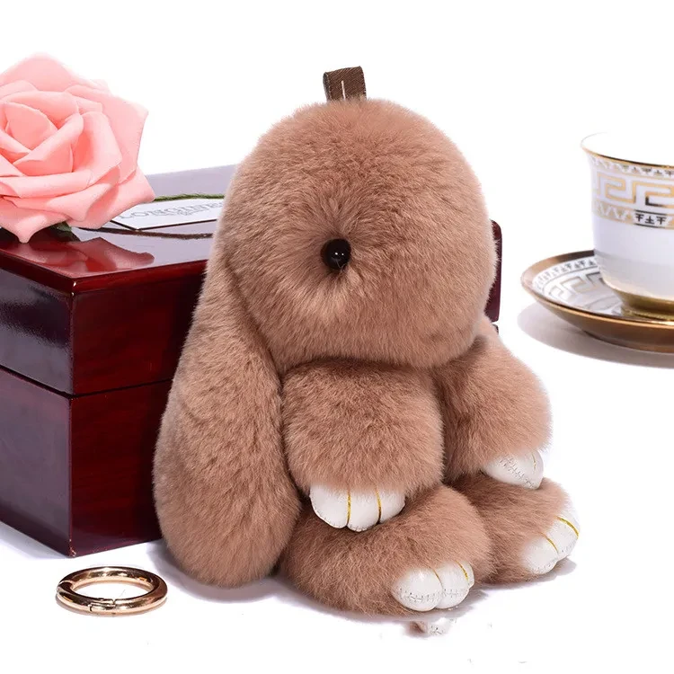 Fluffy Bunny Keychain Blue