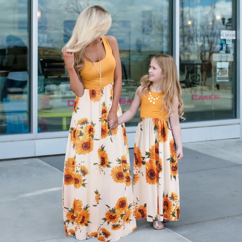 Mother Daughter Matching Maxi Dresse