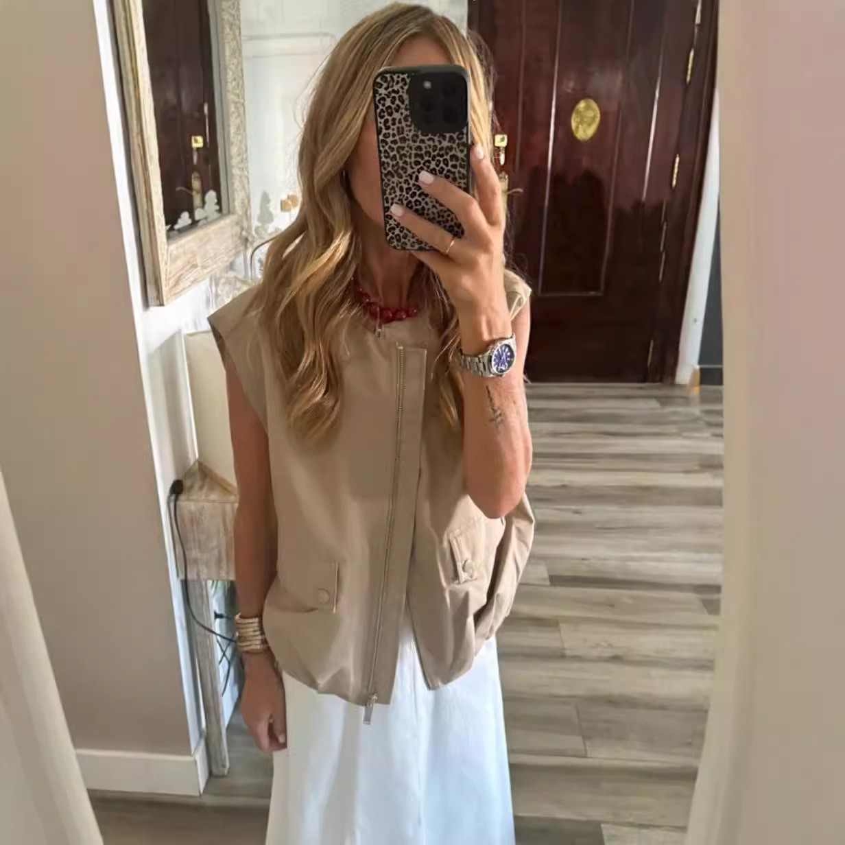 Loose Pleated Sleeveless Vest Waistcoat Top