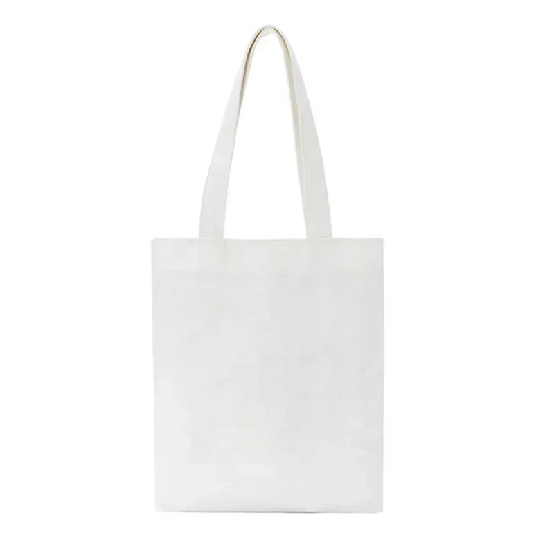 Student Shopping White Canvas Bag Printed Cotton