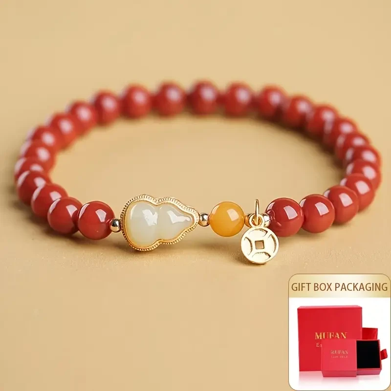 1pc MUFAN Luxury Agate Beaded Bracelet  Elegant Daily Wear for Women