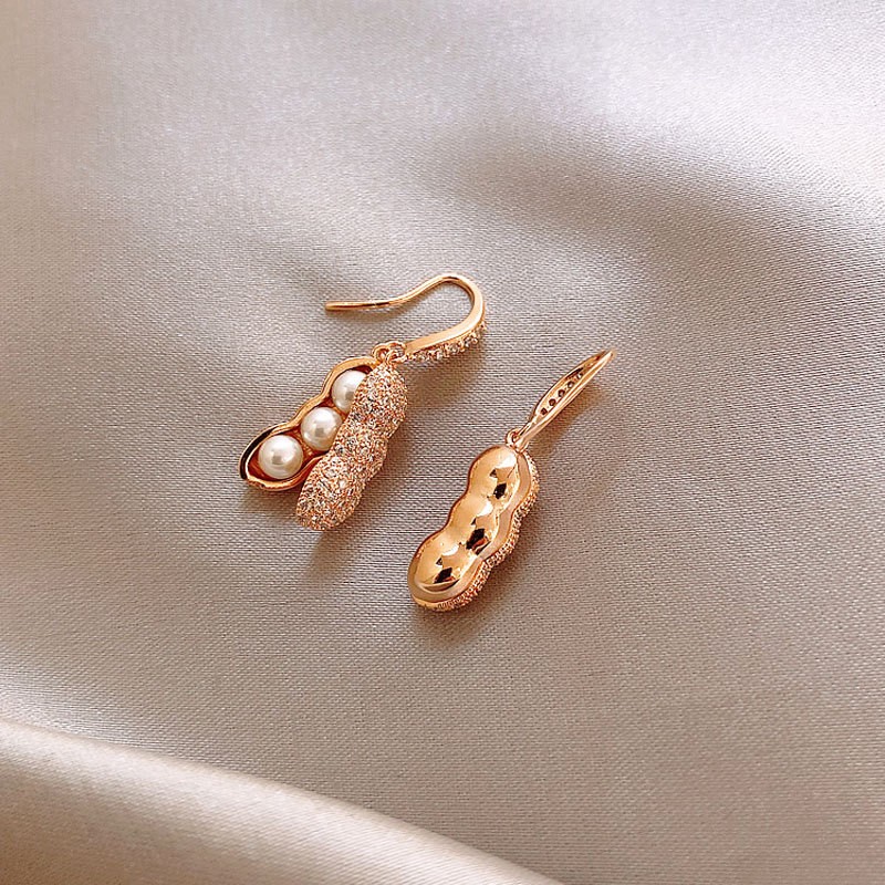 Women's Diamond Peanut Pearl Earrings