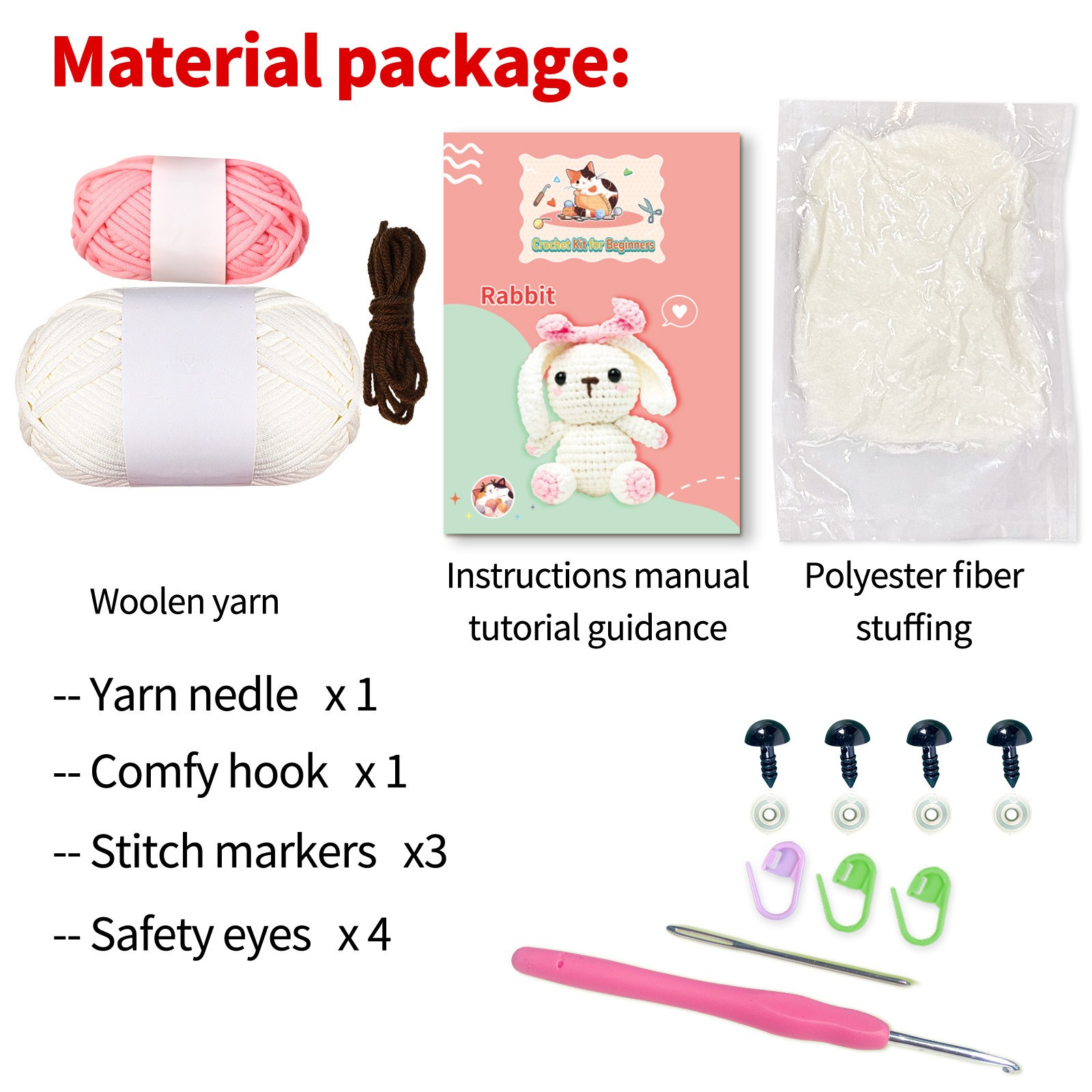 Lop Eared Rabbit Wool DIY Suit Simple Crochet Doll