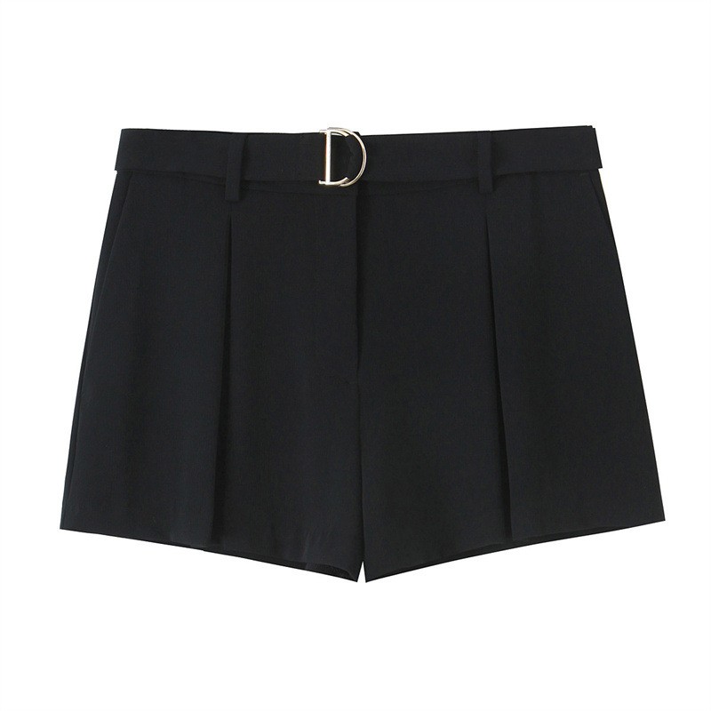 With Belt Pleated Casual Shorts