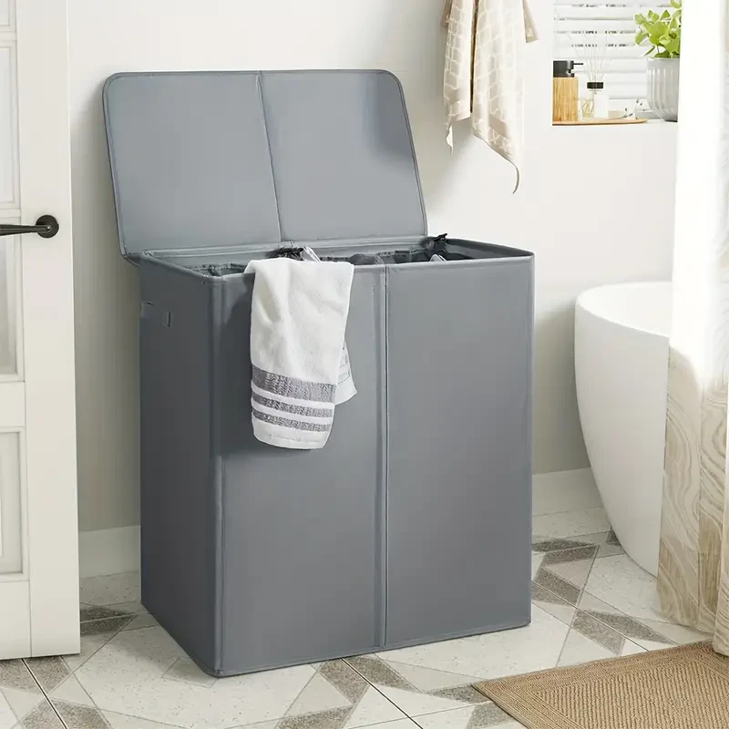 Double Laundry Hamper with Lid