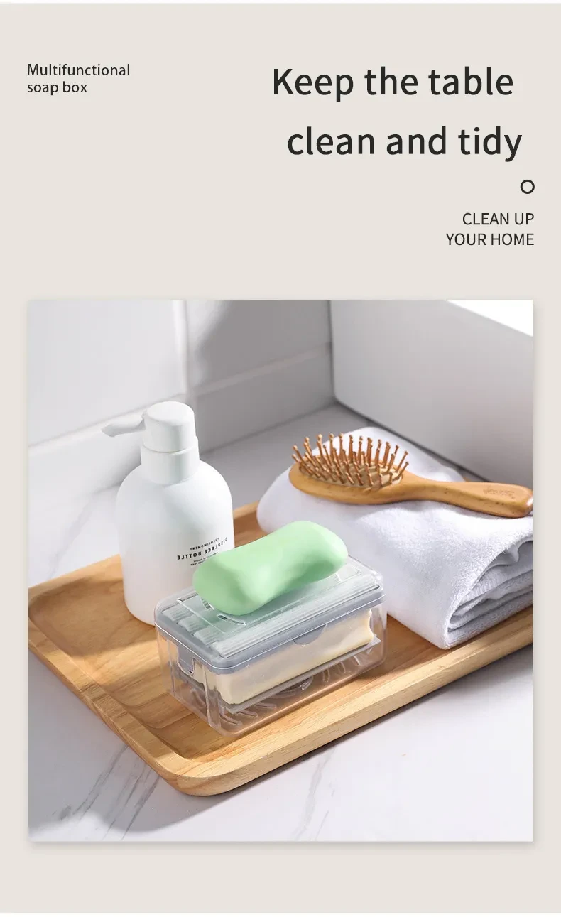 New Usage Roller Type Soap Dish Holder For Bathroom Toliet Soap Box Plastic Storage Container With Drain Water Bathroom Gadgets