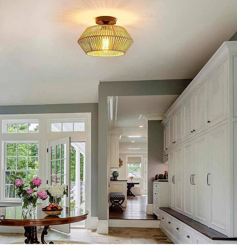 Living Room Bedroom Dining Room Bed Hemp Rope Lamp