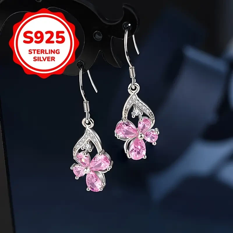 2pcs 925 Sterling Silvery Fashion Butterfly Dance Long Earrings  Perfect for Daily Wear or Parties, Exquisite Gift