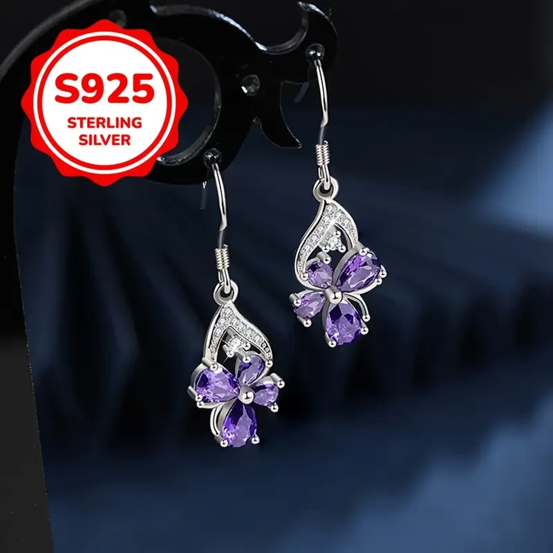2pcs 925 Sterling Silvery Fashion Butterfly Dance Long Earrings  Perfect for Daily Wear or Parties, Exquisite Gift
