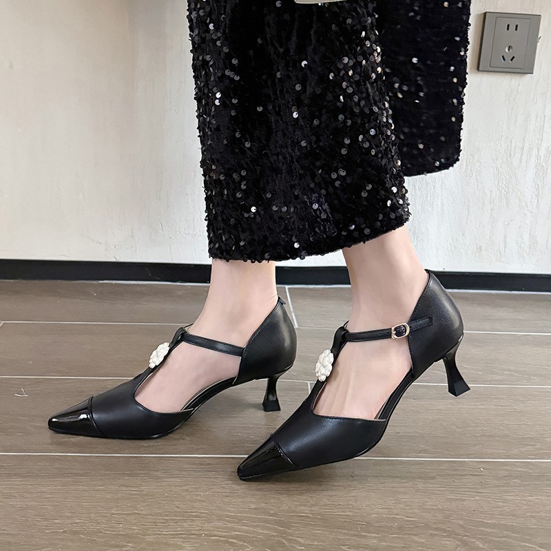 Women's Flower Stiletto Heel Pointed Toe Shallow Mouth Shoes