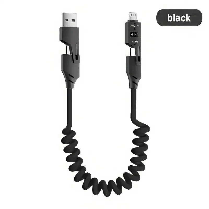 65W Zinc Alloy 4-in-1 High-Speed Charging Cable