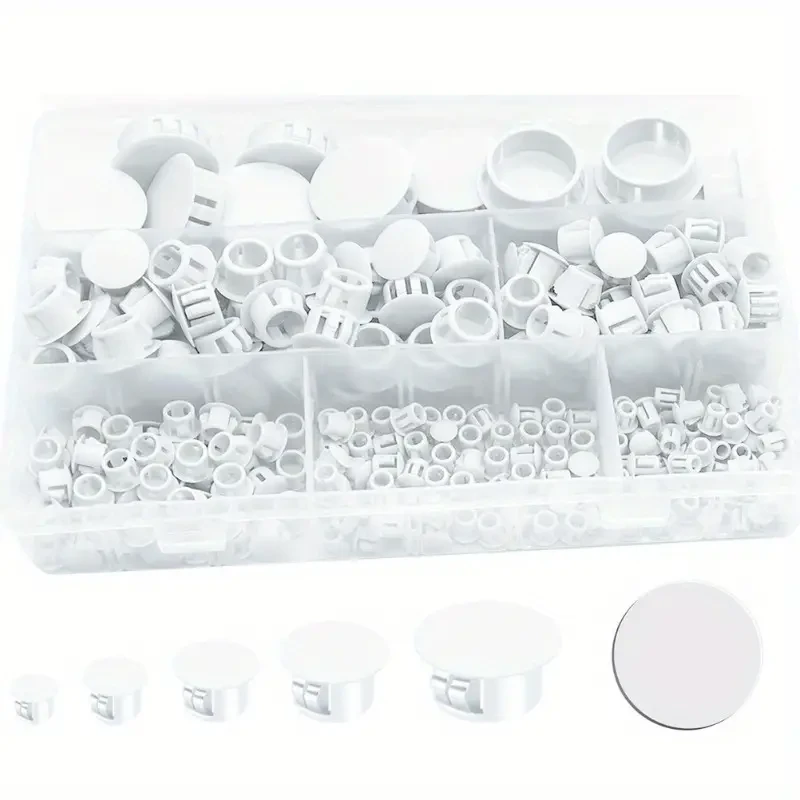 324pcs White Plugs Hole Plastic Hole Plugs Hole Round Plugs