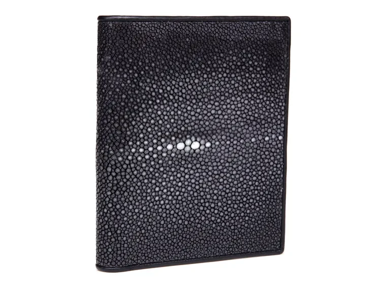 Men's Horizontal And Vertical Pearl Fish Leather Wallet With Cowhide