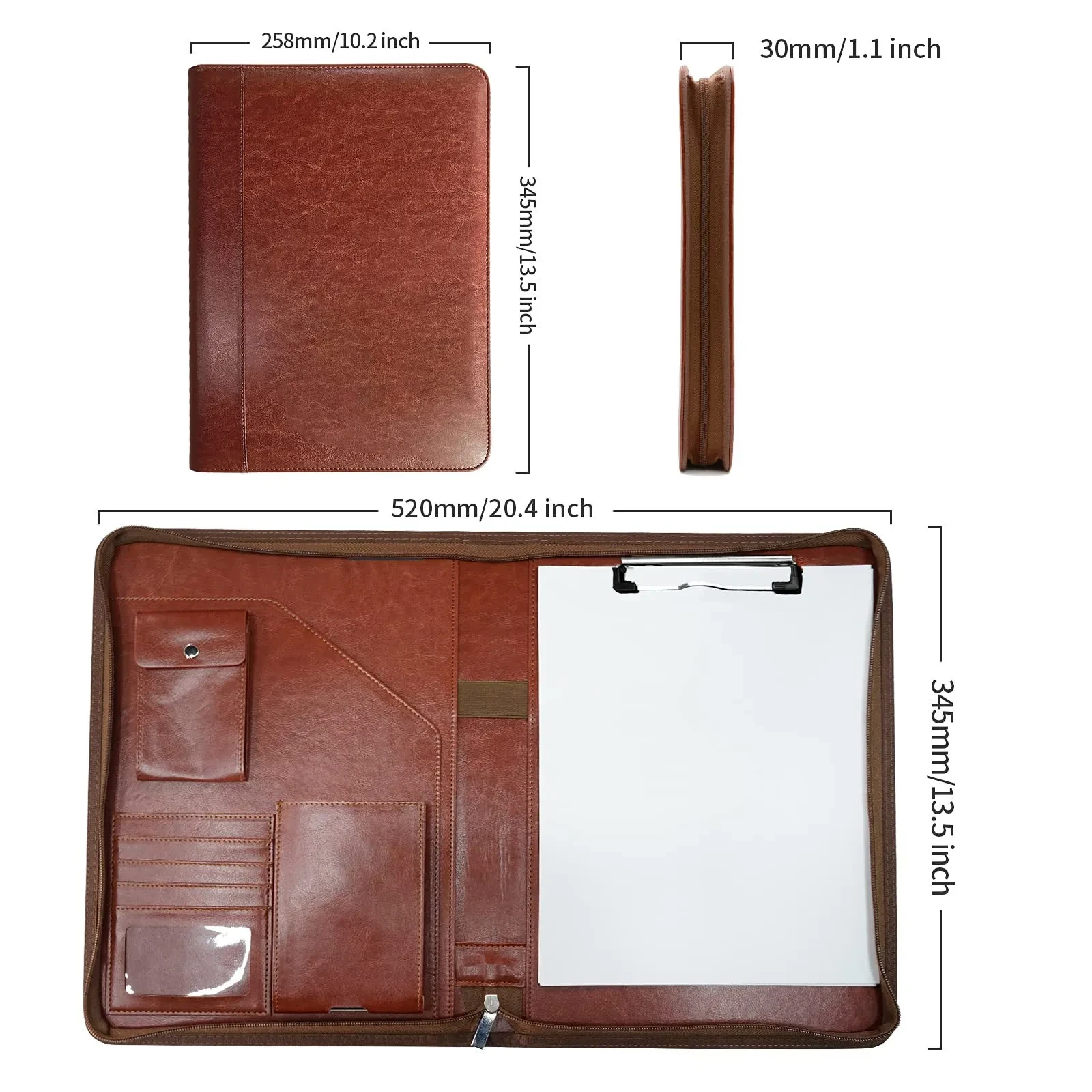 Leather zip folder a4