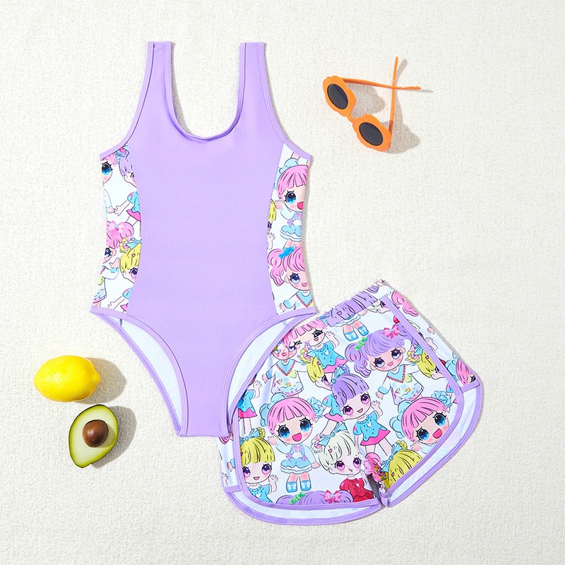 Printed One Piece Swimsuit Cute Girl Bikini Beach Two-piece Set