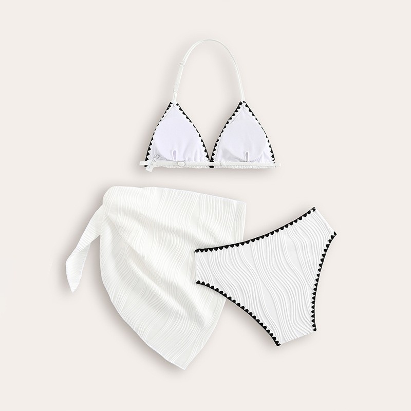 Solid Color Three-piece Suit Vacation Beach Swimsuit