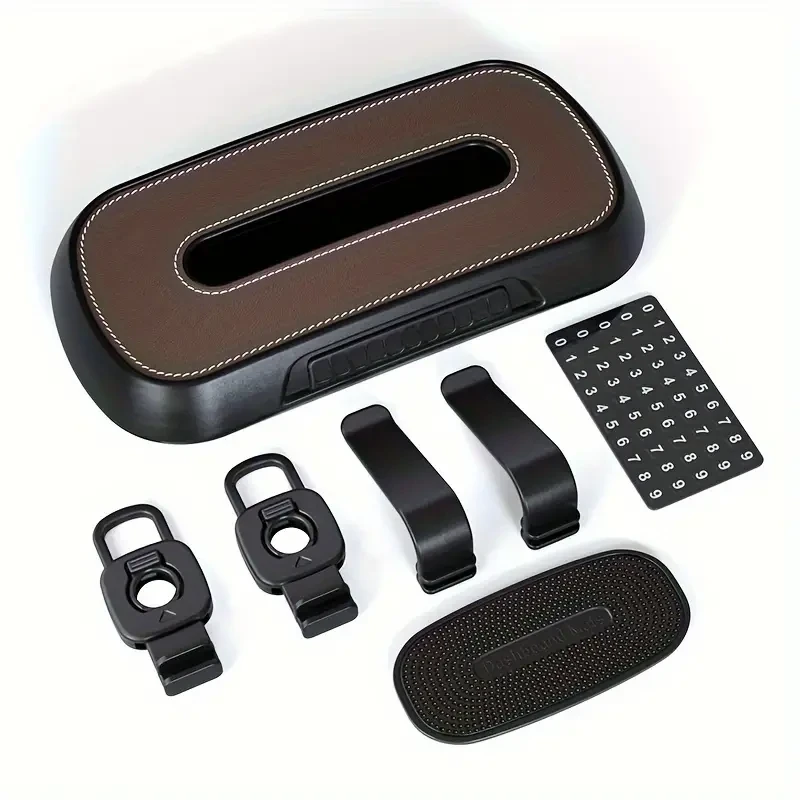 Dual-Use Car Tissue Box with Parking License Plate - Sun Visor, Seat, and Skylight Hanging