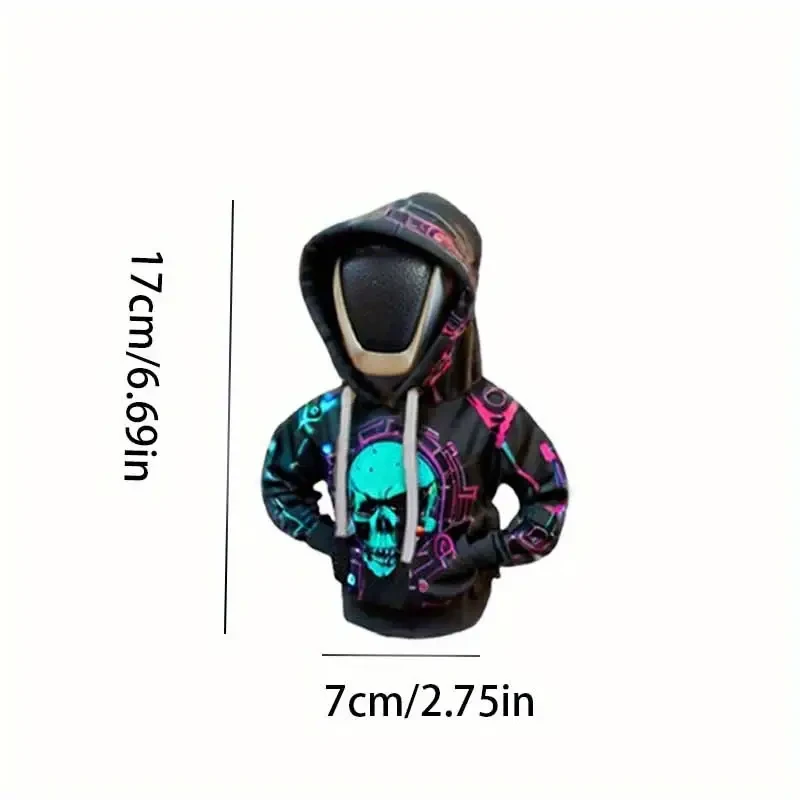 Gothic Skull Hoodie Car Gear Shift Cover - Dustproof Polyester Auto Accessory