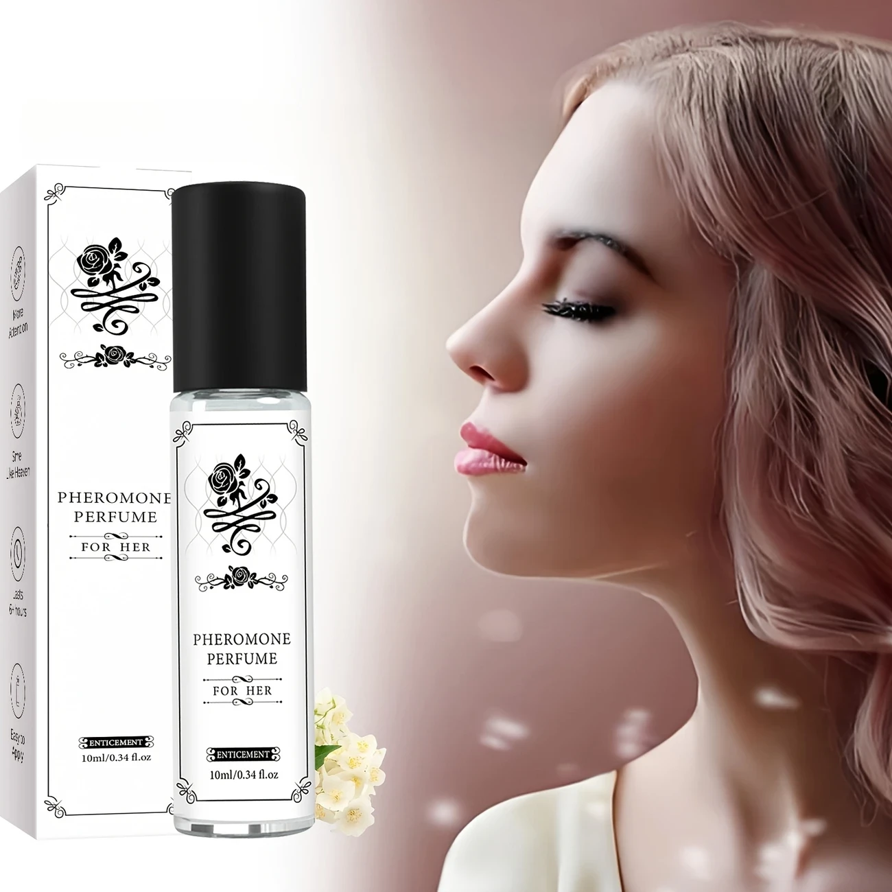 10ml Pheromone Perfume for Women Long-Lasting Aquatic Scent, Elegant Floral Design, Formaldehyde-Free, High Concentration, Unisex Fragrance for Work, Travel, Dates & Daily Use