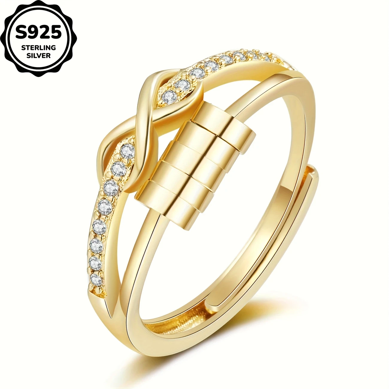 1pc Infinity Symbol 8-Shaped Luck Ring  Womens Infinite Love Ring, Hypoallergenic, Inlaid with Synthetic Zirconia, Adjustable Opening  A Must-Have Jewelry for Daily Wear, Perfect Gift for Family and Friends