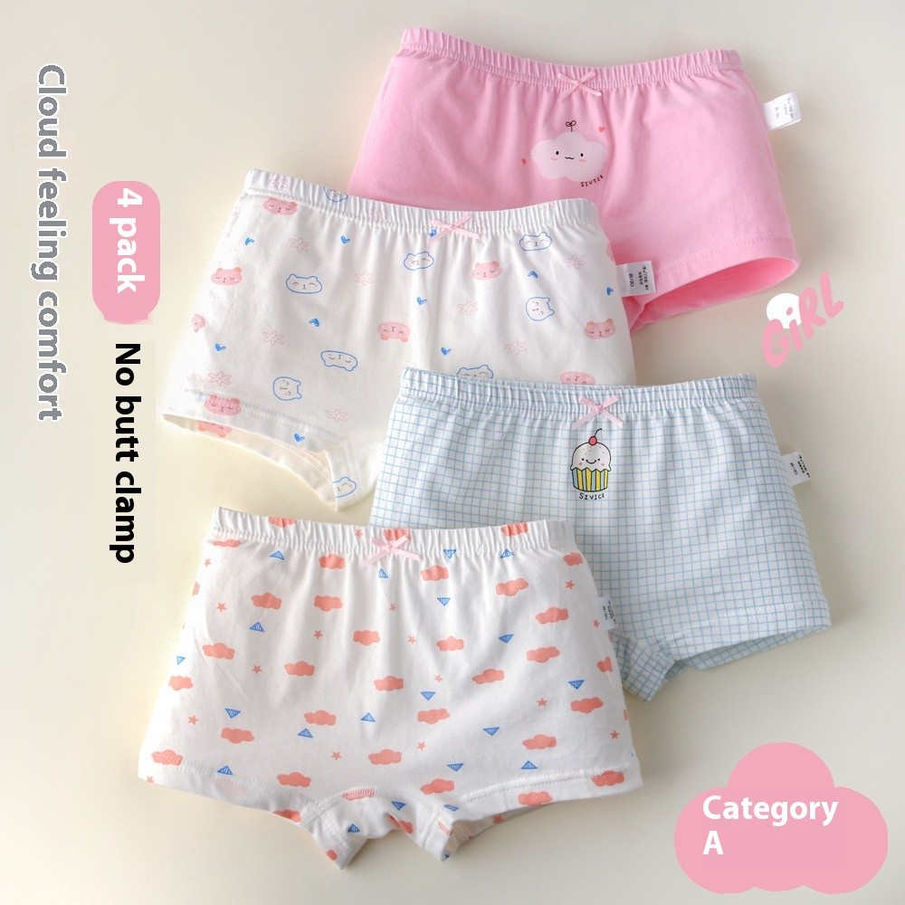 Children's Underwear Women's Pure Cotton Cartoon Boxers