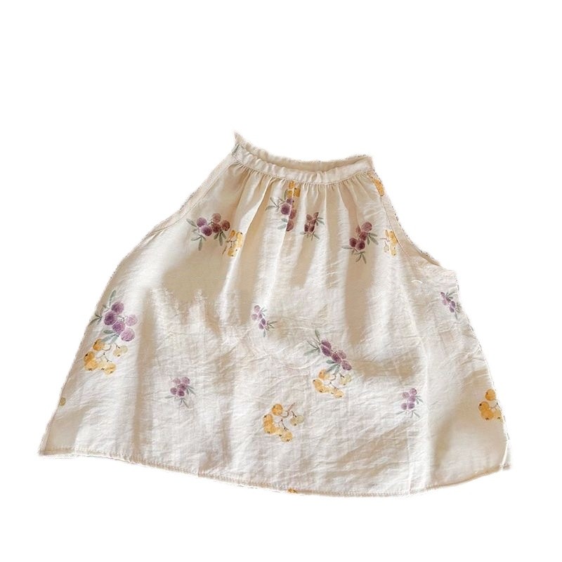 Girls' Summer Over Cute Suspenders Little Girl Sleeveless Printed Top